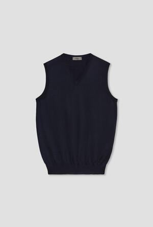 V-neck waistcoat in pure worsted wool ESSENTIAL - Ferrante | img vers.300x/