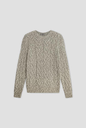 Cable knit sweater in wool and cotton MAIN - Ferrante | img vers.300x/