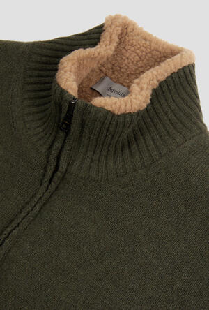 Knitted jacket with bouclè eco-fur MAIN - Ferrante | img vers.300x/