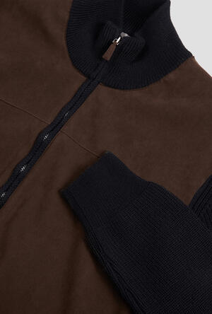 Full-zip jacket in pure wool with alcantara MAIN - Ferrante | img vers.300x/