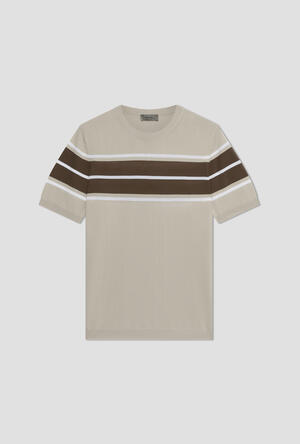 Striped cotton crepe T-shirt MAIN - Ferrante | img vers.300x/