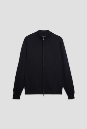 Full zipper jacket in combed merino wool ESSENTIAL - Ferrante | img vers.300x/