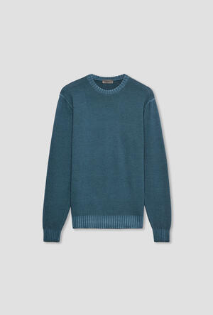 Garmentn dyed two yarn crew neck ESSENTIAL - Ferrante | img vers.300x/