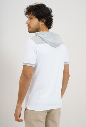 Hooded T-shirt in stretch cotton MAIN - Ferrante | img vers.300x/