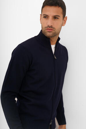 Full-zip jacket in combed merino wool ESSENTIAL - Ferrante | img vers.300x/