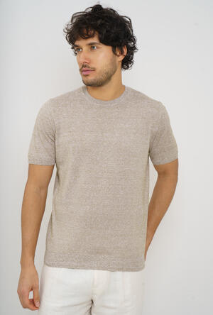 Linen mouliné crew neck ROYAL RED - Ferrante | img vers.300x/