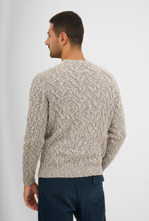 Cable knit sweater in wool and cotton MAIN - Ferrante | img vers.300x/