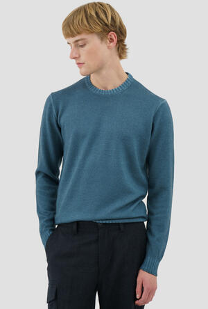 Garmentn dyed two yarn crew neck ESSENTIAL - Ferrante | img vers.300x/