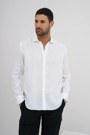 Linen shirt with spread collar MAIN - Ferrante | img vers.300x/