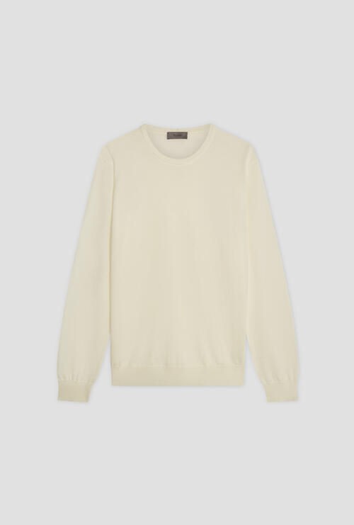 Brushed pure wool crew neck White