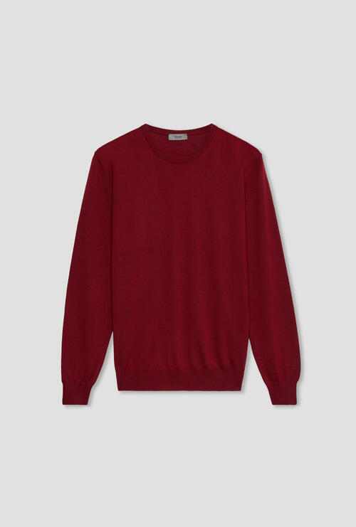 Worsted wool crew-neck Bordeaux