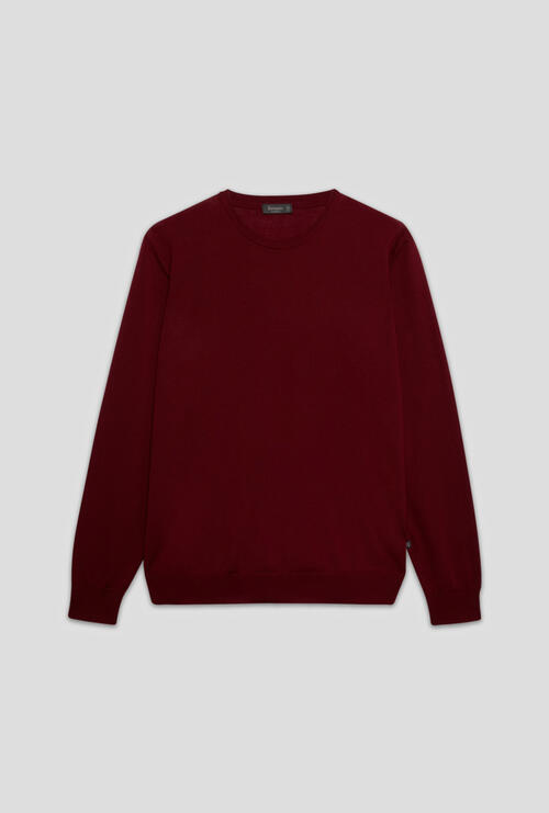 Brushed pure wool crew neck Bordeaux