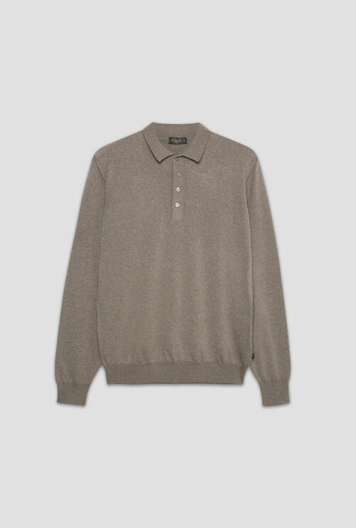 Polo shirt in pure worsted wool Beije