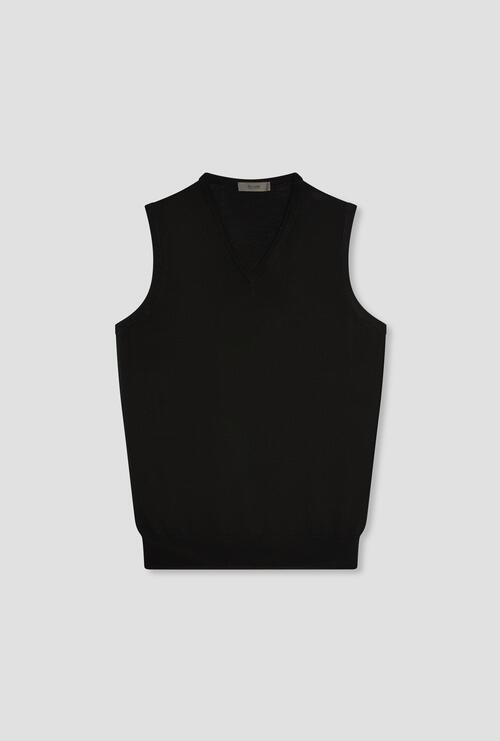 Brushed pure wool waistcoat without buttons Black