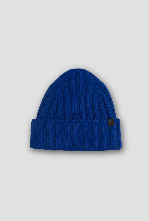 Cappello a coste in misto lana e cashmere Blu