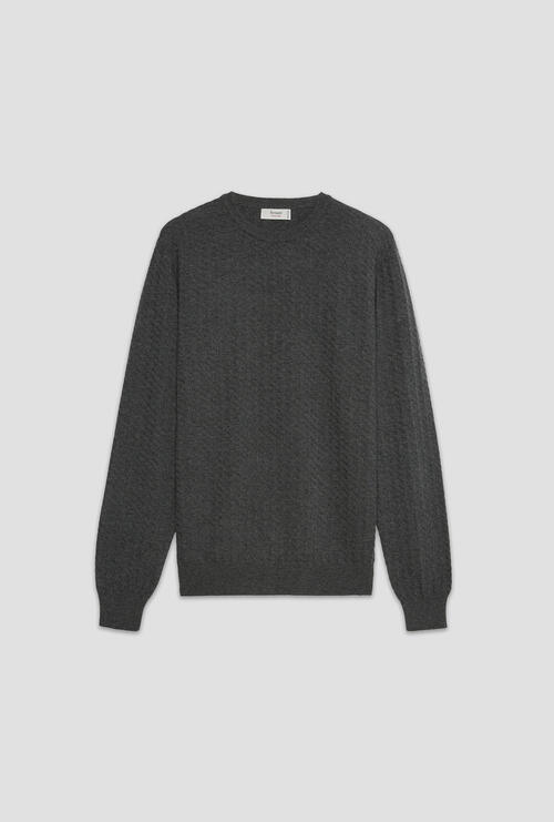 Round neck knit stich Dark Grey