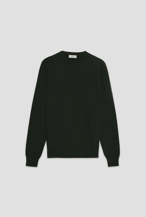 Round neck knit stich Dark green