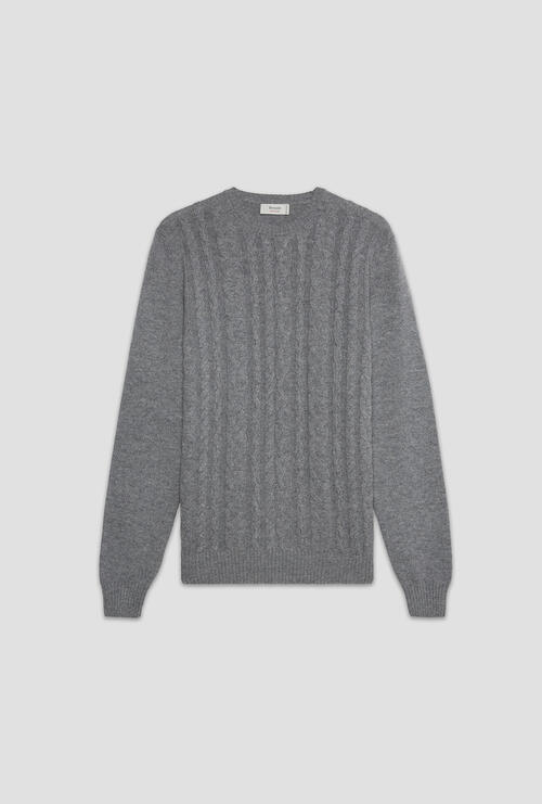 Cable knit cashmere blend sweater Grigio