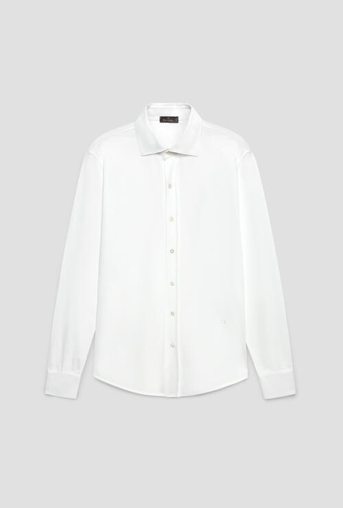 Camicia in piquet elastico Bianco