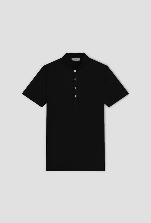 Garment dyed jersey polo shirt Black