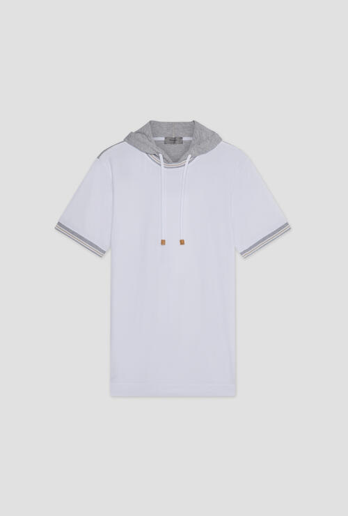 Hooded T-shirt in stretch cotton White