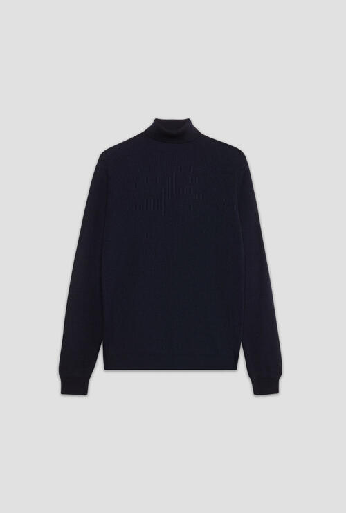 Ciclista maglia inglese in lana e cashmere Blu Navy