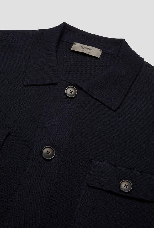 Shirt jacket in milano stitch Navy Blue