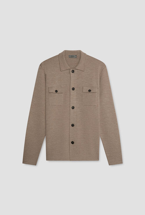 Shirt jacket in milano stitch Taupe