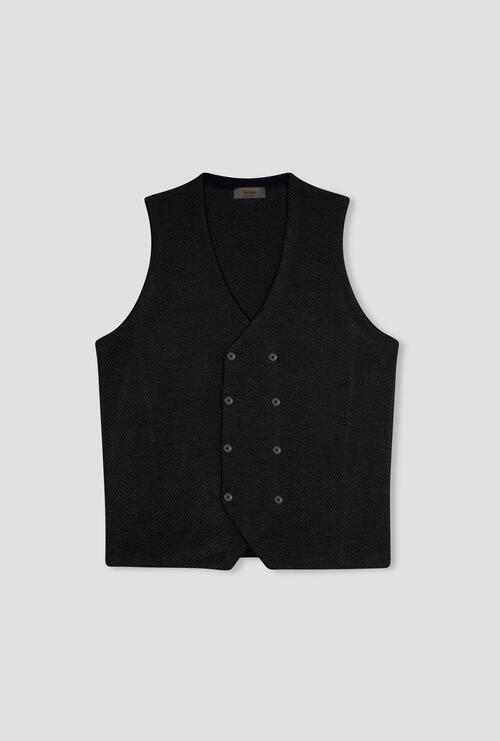 Jacquard knit waistcoat Navy Blue