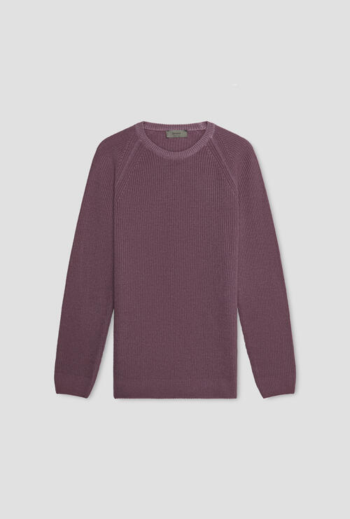 Garment dyed old raglan crew neck Raspberry