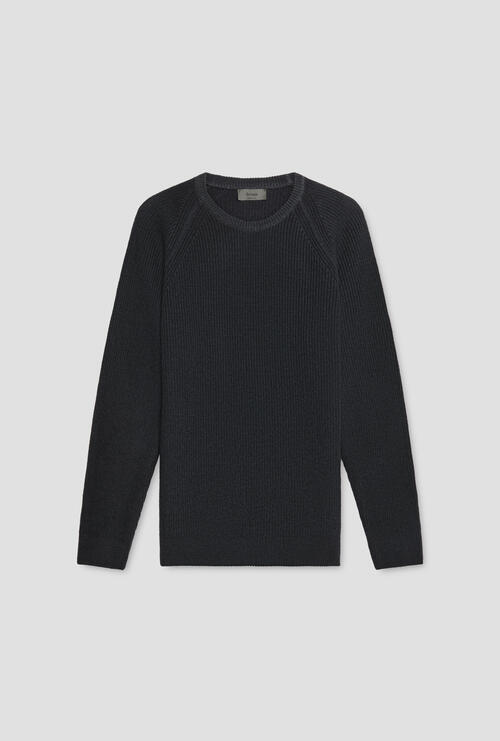 Garment dyed old raglan crew neck Anthracite