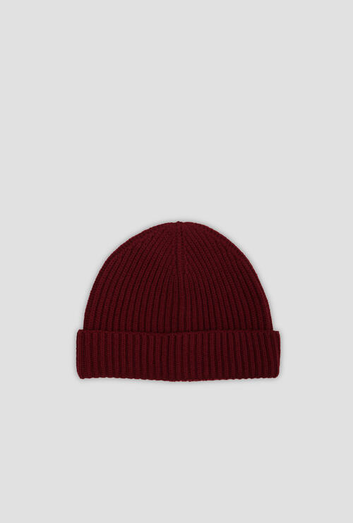 Cappello a coste in lana merino Bordeaux