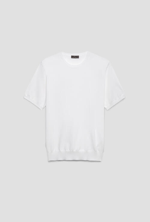 T-shirt in maglia in cotone Bianco