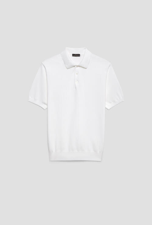 Cotton knitted polo shirt White