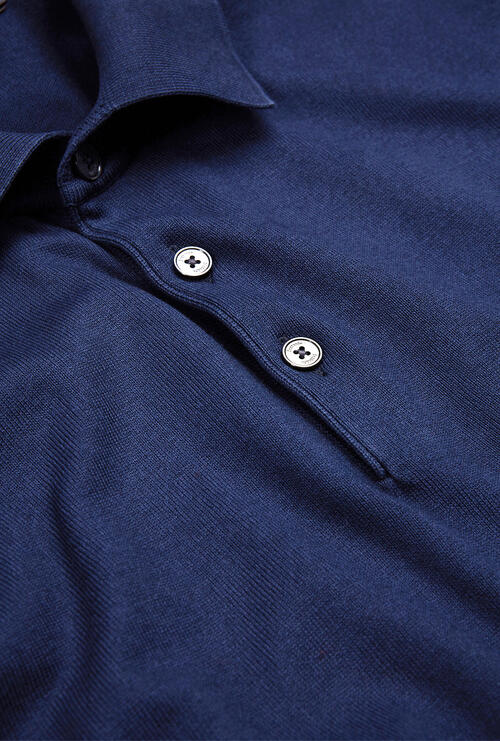 Cotton knitted polo shirt Blue