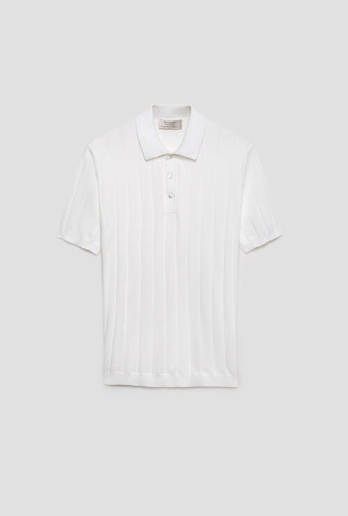 Organic cotton ribbed polo shirt White