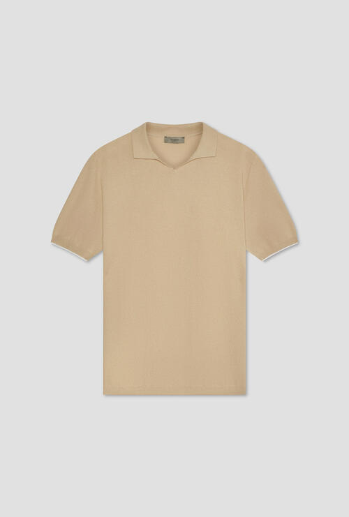 Buttonless polo shirt with workmanship Sabbia