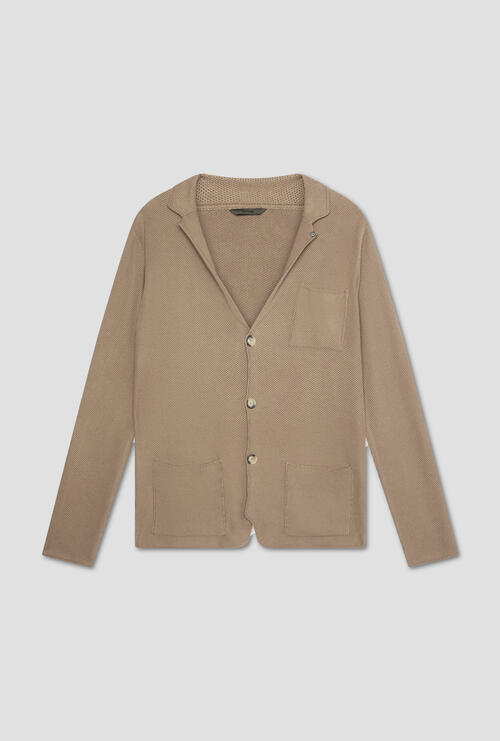 Knitted jacket with workmanship Taupe