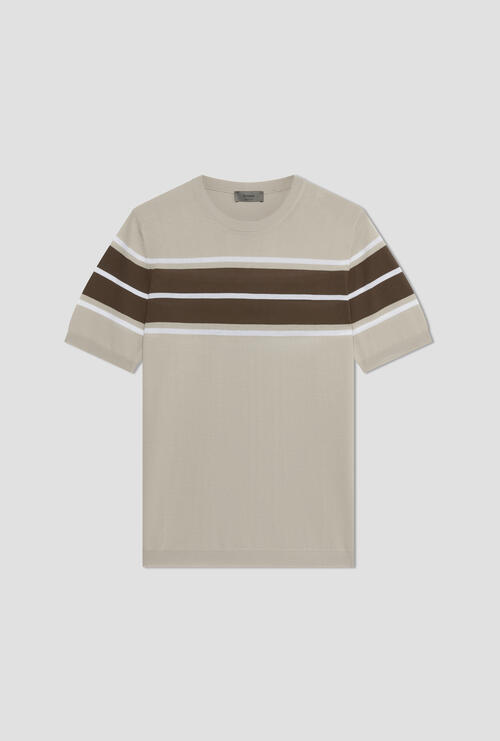 Striped cotton crepe T-shirt Beije