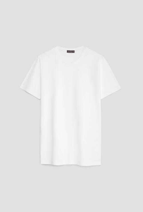 Elastic pique T-shirt White