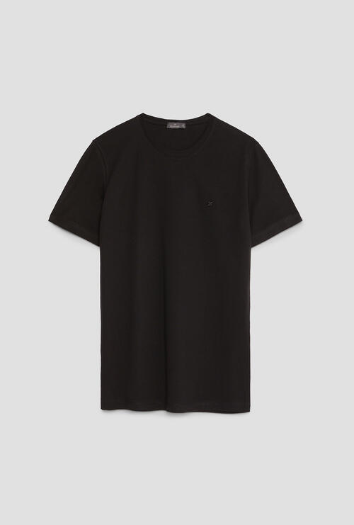Elastic pique T-shirt Black