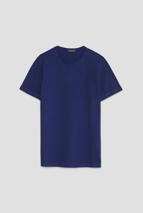 Elastic pique T-shirt Blue