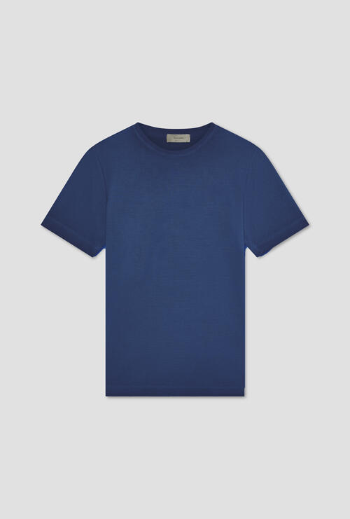 Cold-dyed pique T-shirt Blue jeans