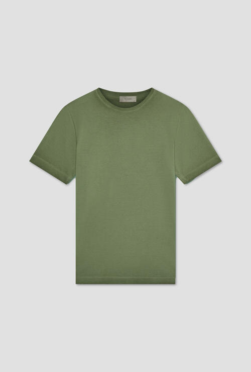 Cold-dyed pique T-shirt Olive green