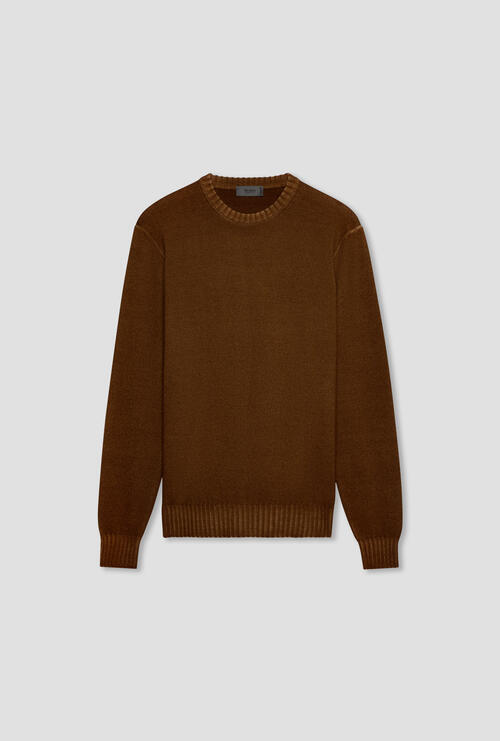 Garmentn dyed two yarn crew neck Brown