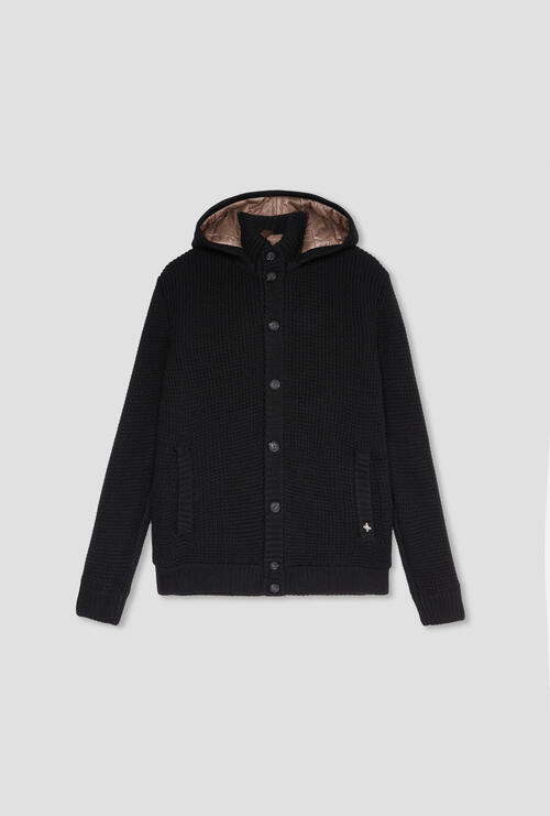 Knitted jacket with hood Black