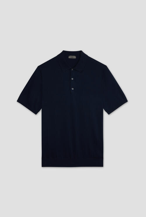 Polo in cotone tinta in capo Blu Navy