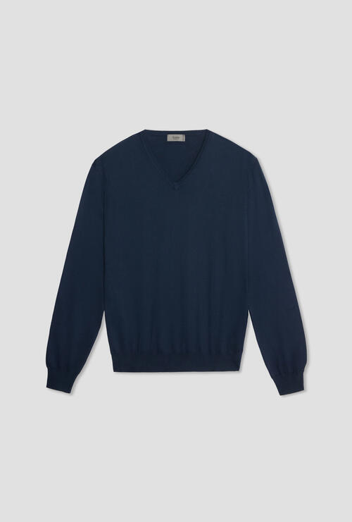 Pullover tinto in capo Blu Navy