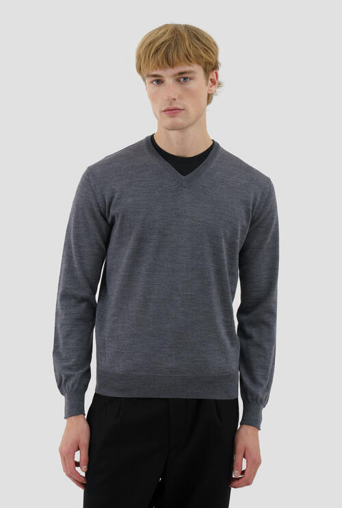 Brushed pure wool pullover Dark Grey