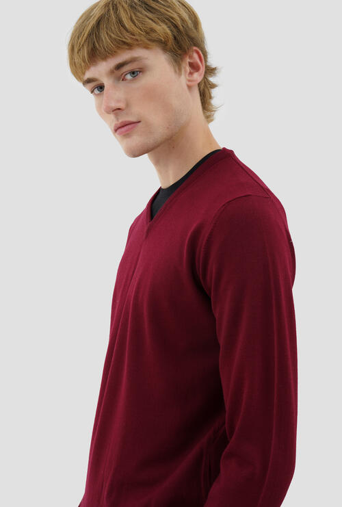 Brushed pure wool pullover Bordeaux